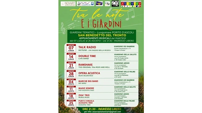 Torna “Tra le note e i giardini”, musica a tema sul lungomare sud