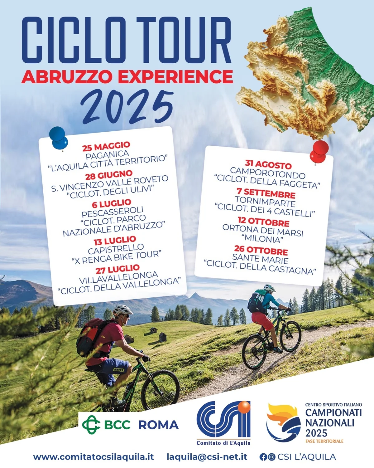 Nasce il "Ciclo Tour Abruzzo Experience 2025": nove appuntamenti per scoprire il territorio in bicicletta