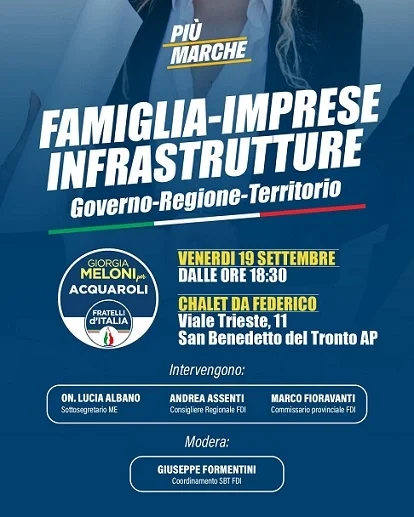 Venerdì 19  settembre aperitivo Fratelli d'Italia