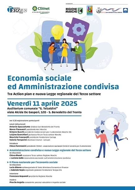 Economia sociale e Amministrazione condivisa: a San Benedetto un confronto sull’Action plan nazionale e sulla nuova legge regionale del Terzo settore