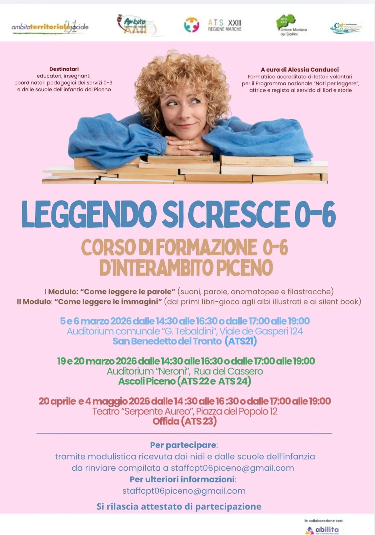 “Leggendo si cresce 0-6”: a Offida il corso di formazione per educatori e insegnanti