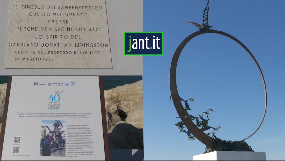 Svelata la targa che commemora i 40 anni del monumento al Gabbiano Jonathan di Mario Lupo