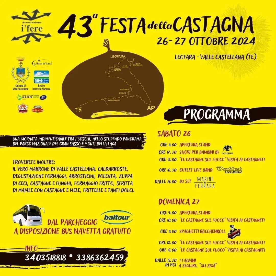 Il 26 e 27 ottobre la 43esima Festa della Castagna di Leofara