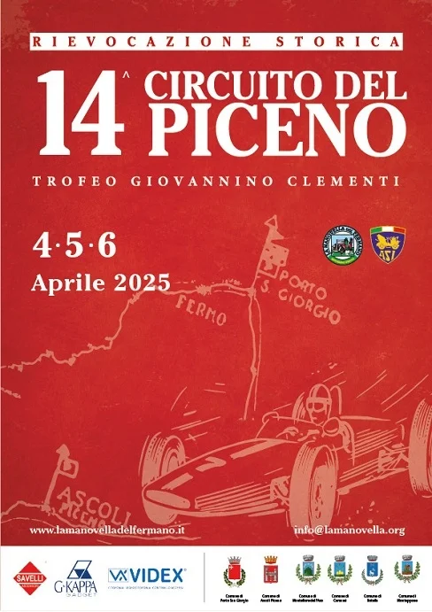 Domenica 6 aprile previsto in Città il transito delle auto partecipanti alla 14° Edizione della "Rievocazione Storica del Circuito del Piceno - Trofeo Giovannino Clementi"