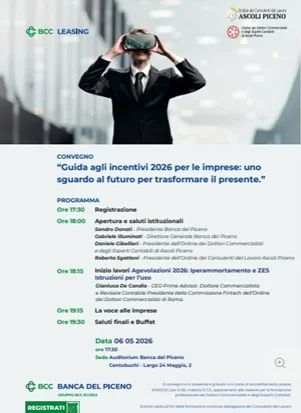 Domani a Centobuchi “Guida agli incentivi 2026 per le imprese”