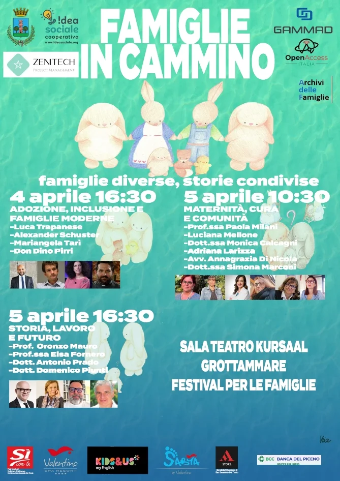 "AL VIA  A GROTTAMMARE IL 4 APRILE LA PRIMA EDIZIONE DI FAMIGLIE IN CAMMINO, IL PRIMO FESTIVAL IN ITALIA DEDICATO A TUTTE LE FAMIGLIE”