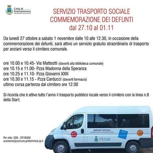 Grottammare, navetta gratuita per il cimitero