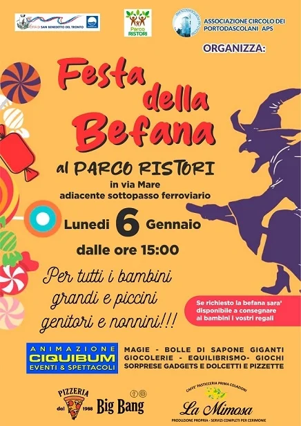 Lunedì 6 gennaio presso il Parco Varo Ristori in Via Mare evento "Festa dellla Befana"