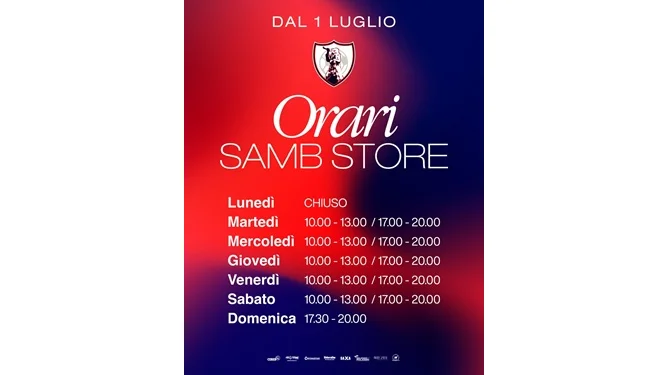 NUOVI ORARI SAMB STORE DAL 1 LUGLIO 2026