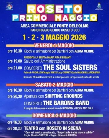 Roseto si accende per il Primo Maggio: tre giorni di grande musica, spettacolo e divertimento a Fonte dell’Olmo