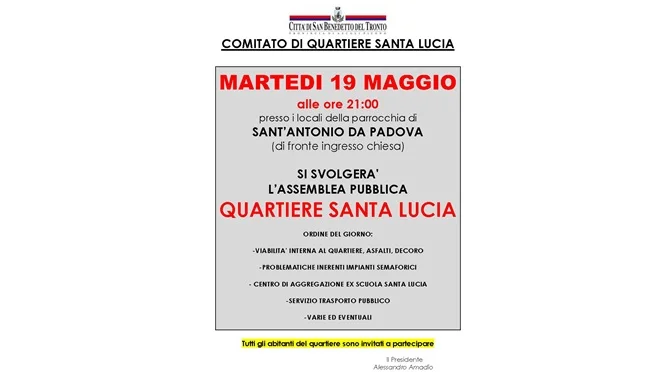 Assemblea pubblica quartiere Santa Lucia