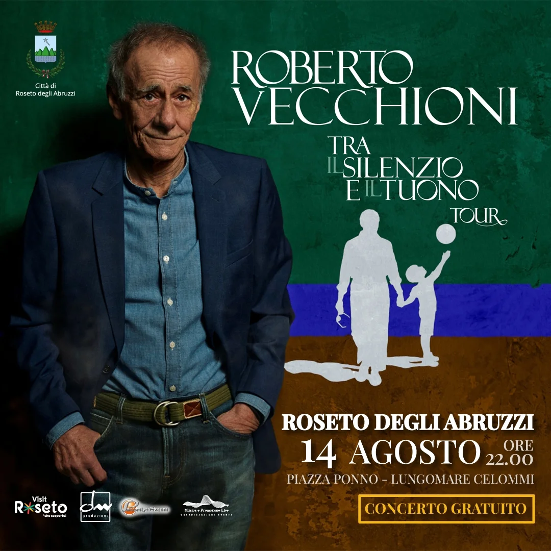 Roberto Vecchioni il prossimo 14 agosto a Roseto degli Abruzzi. Concerto gratuito