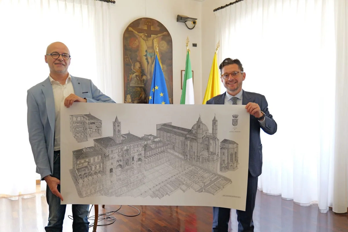 Ascoli Piceno - Le meraviglie della città nel disegno realizzato dall'architetto Beverati