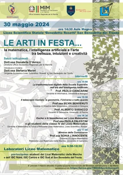 Liceo Scientifico Statale “B. Rosetti”, appuntamento con "Le Arti in festa…La matematica, l'intelligenza artificiale e l'arte, tra bellezza, intuizione e creatività”