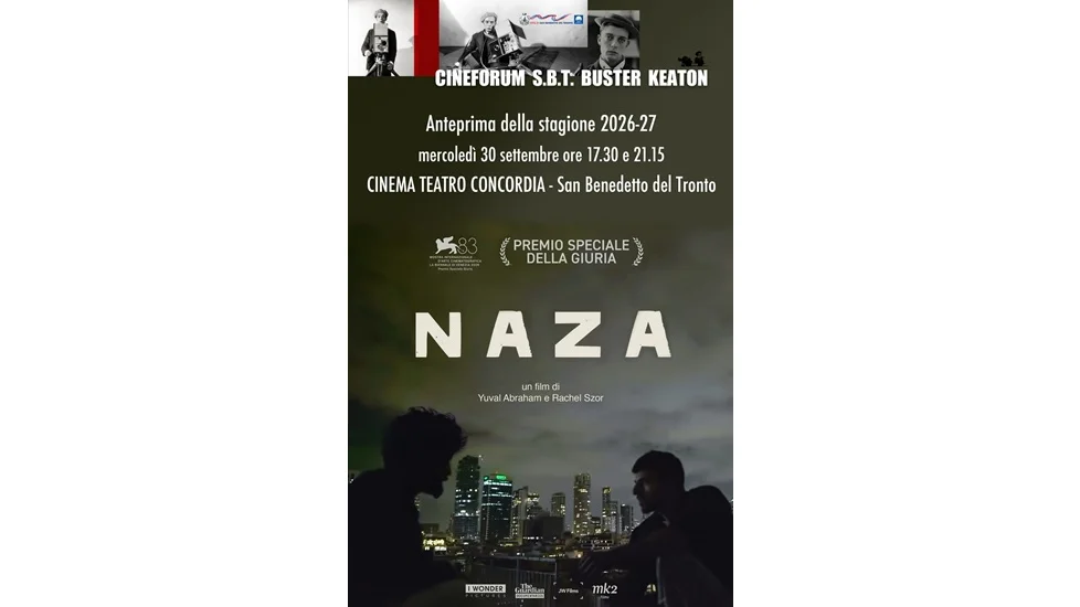 Cineforum Sbt Buster Keaton- Anteprima stagione 2026/2027, mercoledì 30 settembre NAZA di Yuval Abraham e Rachel Szor 