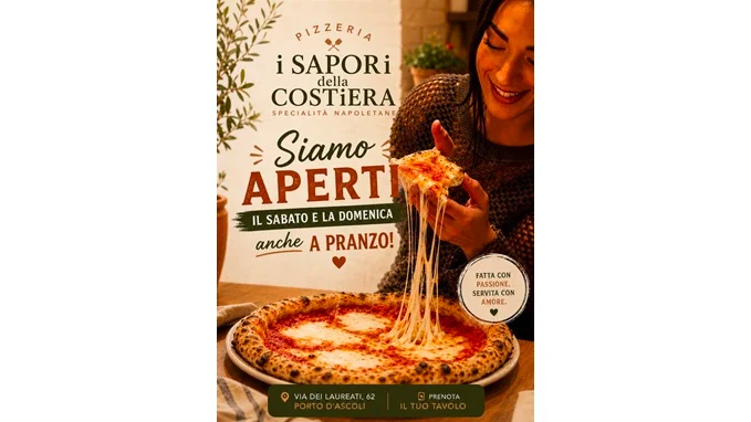 I Sapori della Costiera vi attende il sabato e la domenica anche a pranzo