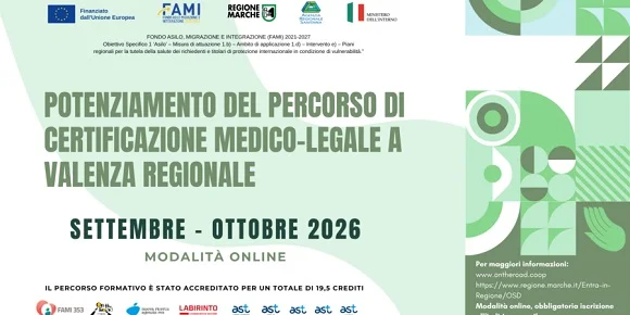 Potenziamento del percorso di certificazione medico-legale a valenza regionale: al via il corso formativo FAMI 353 per ASUR e operatori esterni 