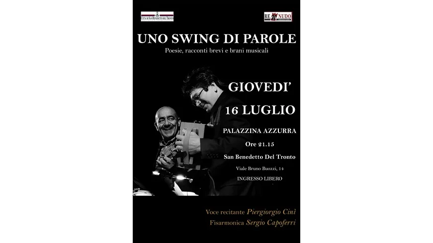 Giovedì 16 luglio presso la Palazzina Azzura va in scena il recital "Uno swing di parole"