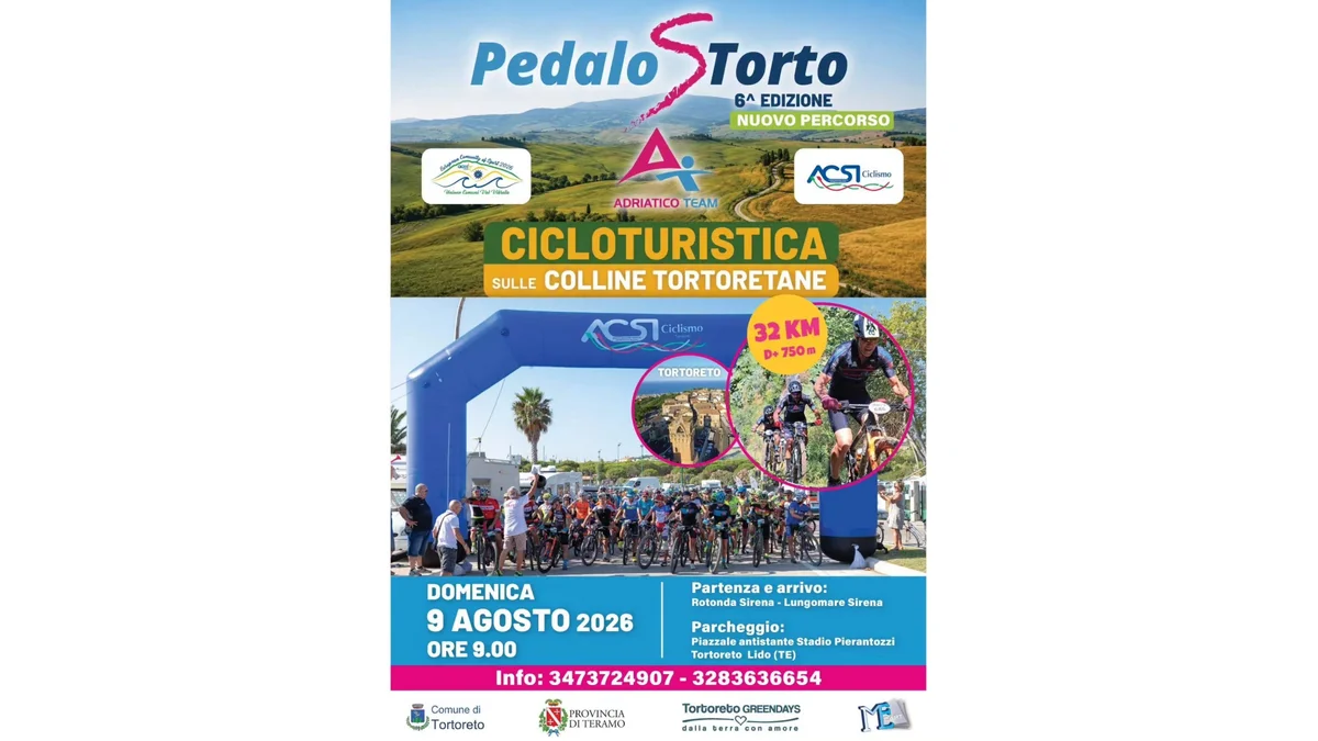 Cicloturistica PedaloStorto: domenica 9 agosto a Tortoreto Lido