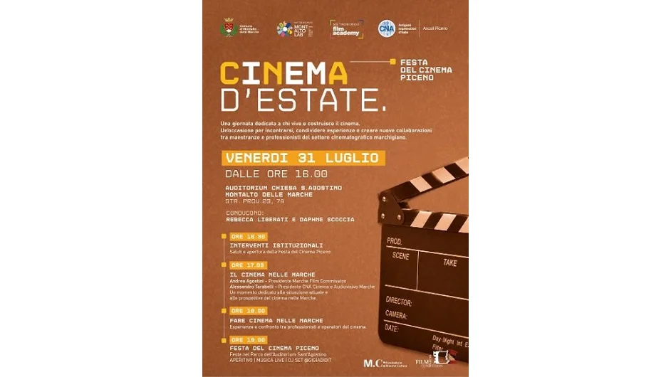 “Cinema d’Estate”, venerdì 31 luglio a Montalto delle Marche la festa del cinema targata Metroborgo Film Academy