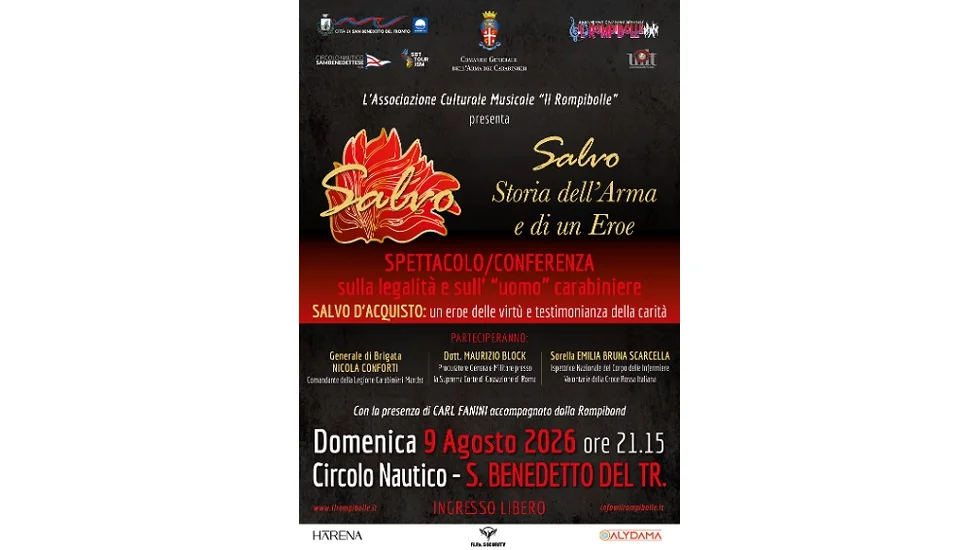 Musica, memoria e legalità: a San Benedetto andrà in scena "Salvo, storia dell’Arma e di un Eroe"