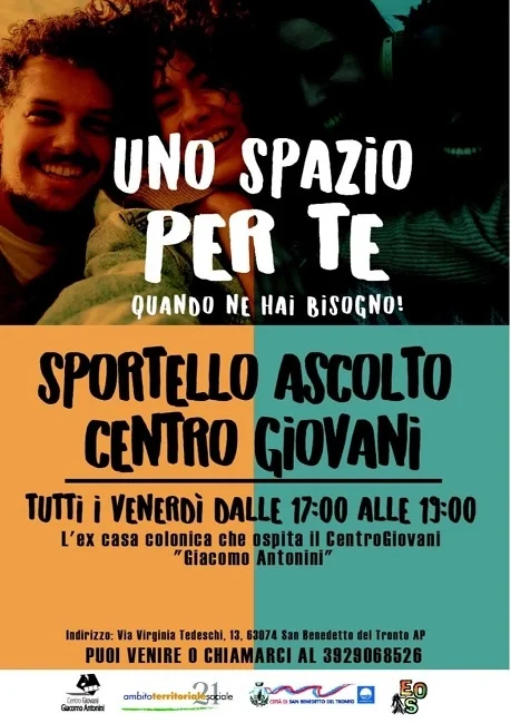 Presso il CentroGiovani di San Benedetto in funzione "Uno spazio per te"