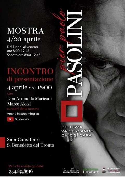 Dal 4 al 20 aprile mostra su Pier Paolo Pasolini presso la Sala Consiliare