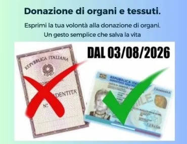 Solidarietà e generosità, con la nuova carta d'identità elettronica si può esprimere la volontà di donare organi e tessuti