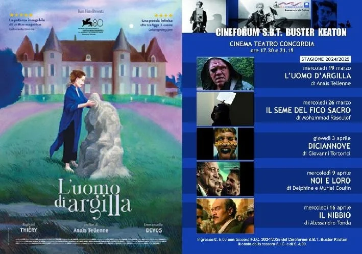 Cineforum Sbt "Buster Keaton", stagione 2024/2025 - V ciclo: mercoledì 19 marzo proiezione del film L'UOMO DI ARGILLA di Anaïs Tellenne