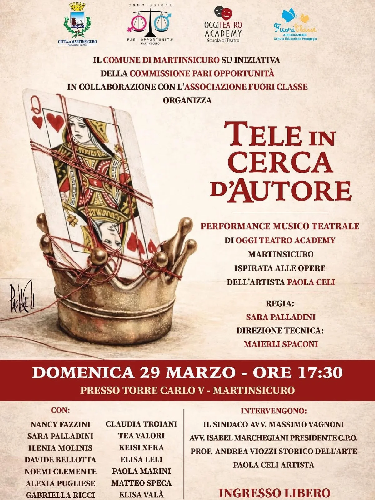 “Tele in cerca d’autore” a Martinsicuro: arte, teatro e identità femminile in scena