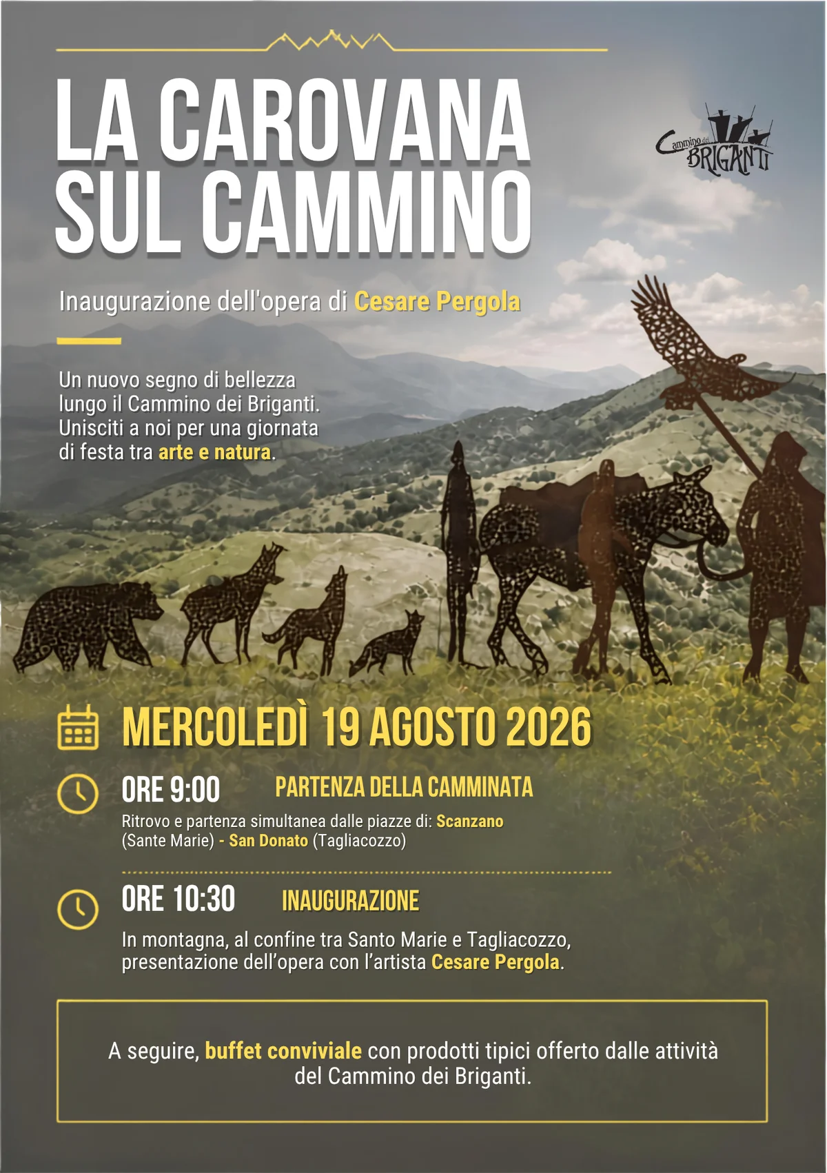 L’arte incontra la montagna: mercoledì la presentazione dell’opera di Cesare Pergola sul Cammino dei Briganti