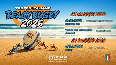 Al via il Trofeo Italiano Beach Rugby 2026: primo weekend tra Tuoro, Maccarese e Gallipoli