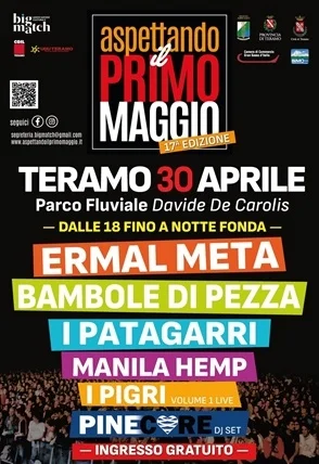 “Aspettando il Primo Maggio": Ermal Meta, Bambole Di Pezza e I Patagarri tra i nomi che si esibiranno il 30 aprile al Parco Fluviale di Teramo