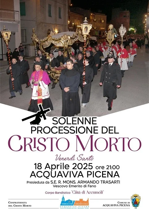 Acquaviva Picena: solenne processione del Cristo Morto venerdì 18 aprile alle ore 21,00