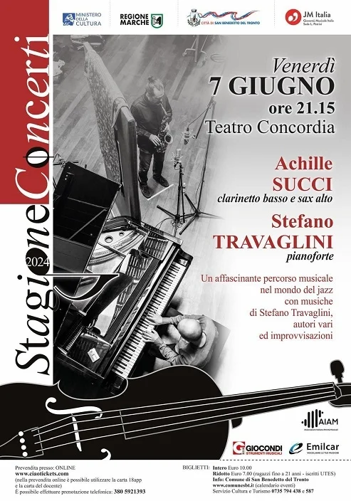 Venerdì 7 giugno al Teatro Concordiaconcerto con il duo Achille Succi e Stefano Travaglini