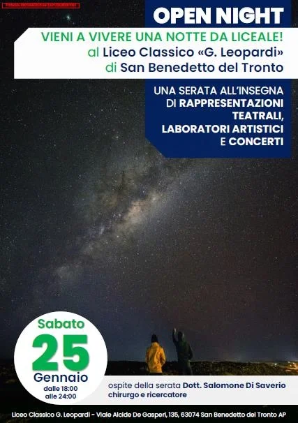 LICEO CLASSICO GIACOMO LEOPARDI,  OPEN NIGHT 25 GENNAIO 2025 DAL TITOLO "UNA NOTTE DA LICEALE"
