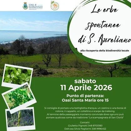 Sabato 11 aprile in programma l'iniziativa "Le erbe spontanee di S. Aureliano"