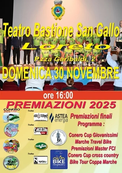 Il 30 novembre a Loreto si tirano le somme della stagione ciclistica 2025 fuoristrada e amatoriale strada delle Marche