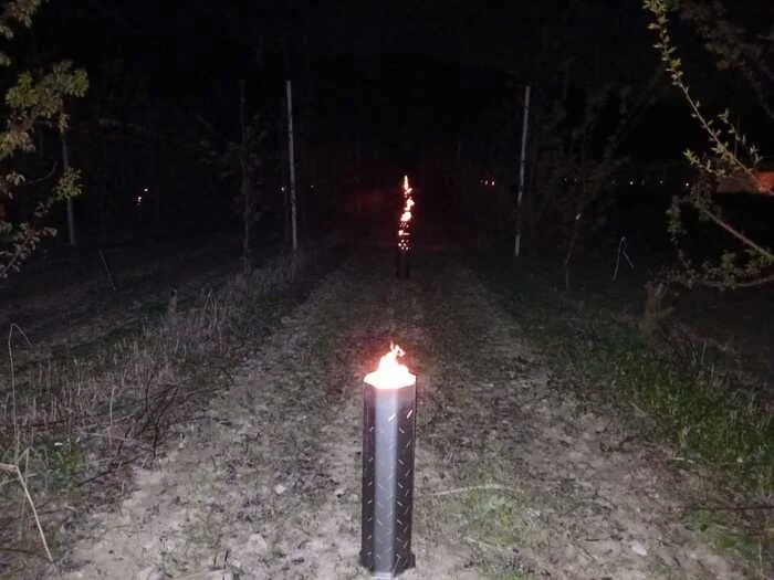 Gelate notturne nelle Marche, spuntano le fiaccole per proteggere le colture
