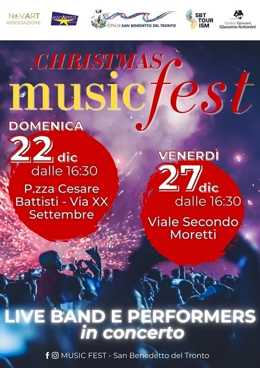 Il 22 e il 27 dicembre il centro di San Benedetto sarà animato dal "Christmas Music Fest"