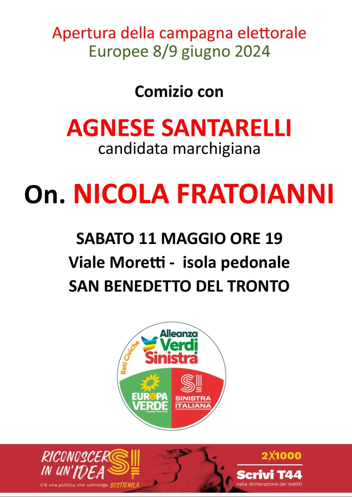 La candidata Agnese Santarelli in comizio a San Benedetto del Tronto
