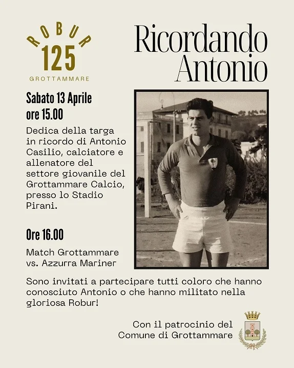 Grottammare: una targa per ricordare Antonio Casilio e celebrare il suo impegno per il Grottammare Calcio e la comunità