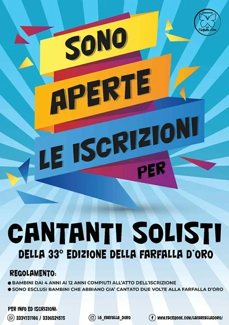 Al via le iscrizioni per la 33ª edizione de 'La Farfalla d’Oro'
