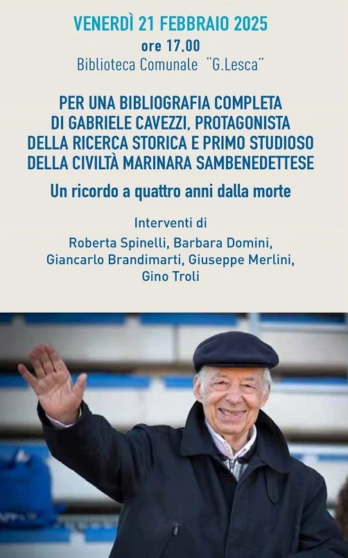 Venerdì 21 febbraio presso la Biblioteca Comunale "G. Lesca" il ricordo di Gabriele Cavezzi