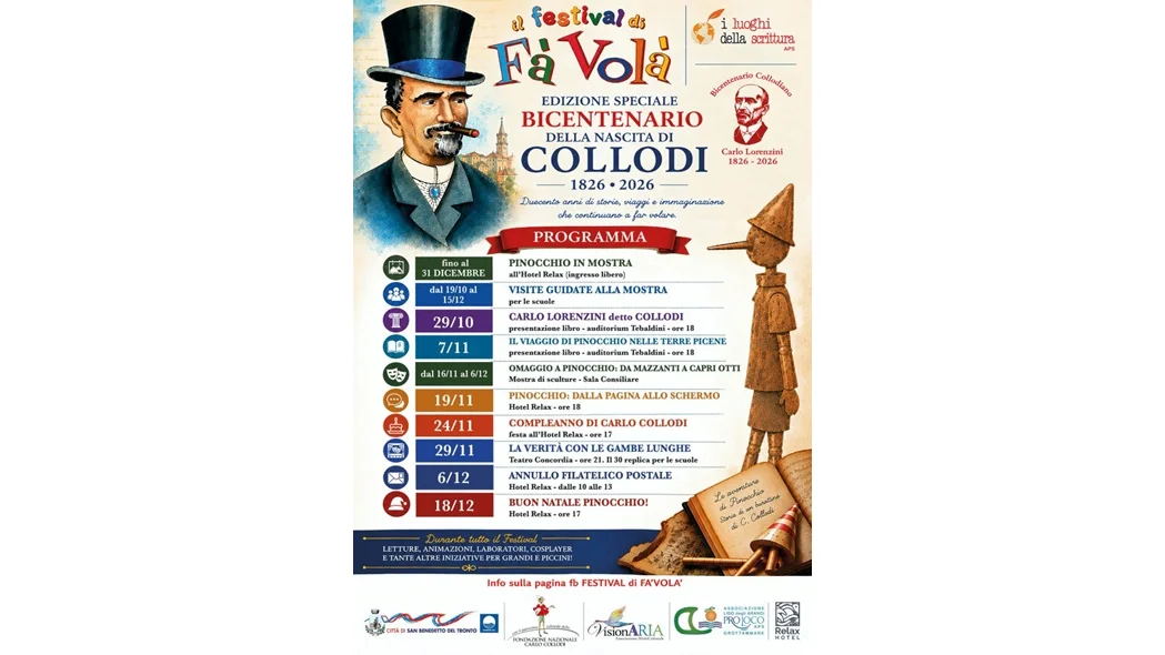 Entra nel vivo il Festival di Fa’Volà giunto al suo decimo appuntamento con un’edizione speciale dedicata a Carlo Collodi