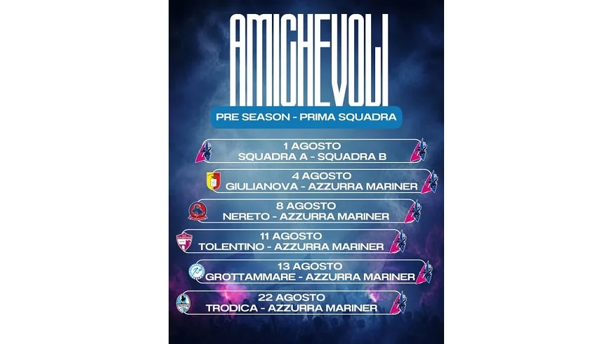Calendario test amichevoli Azzurra Mariner