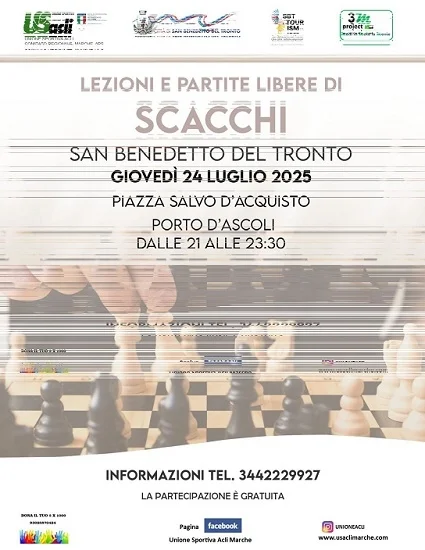 Giovedì 24 luglio secondo appuntamento con “Scacchi in piazza” a Porto d’Ascoli