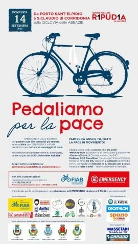 “PEDALIAMO per la PACE” – Domenica 14 settembre 2025 – con FIAB ed EMERGENCY