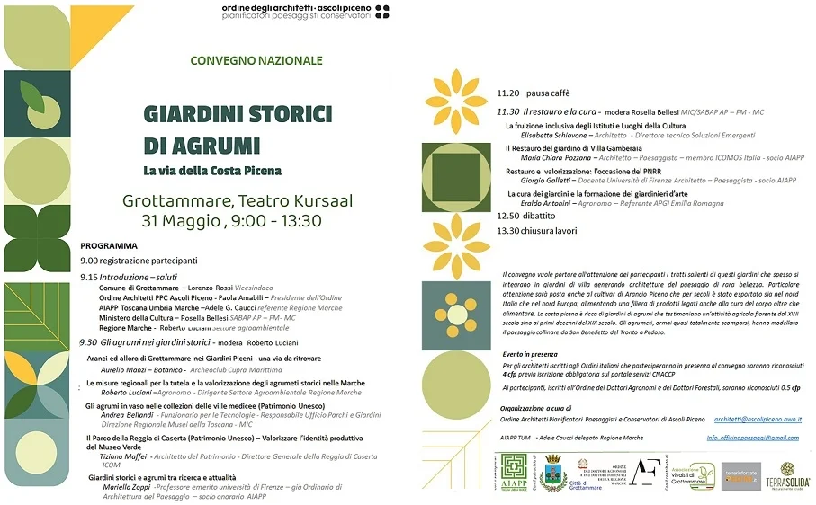 Giardini di agrumi: convegno il 31 maggio dell'Ordine degli architetti