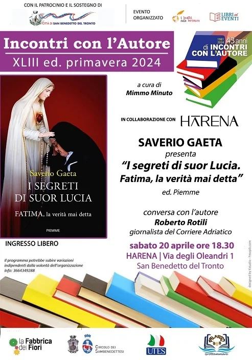Saverio Gaeta presenta a San Benedetto il libro "I Segreti di Suor Lucia. Fatima, la verità mai detta”
